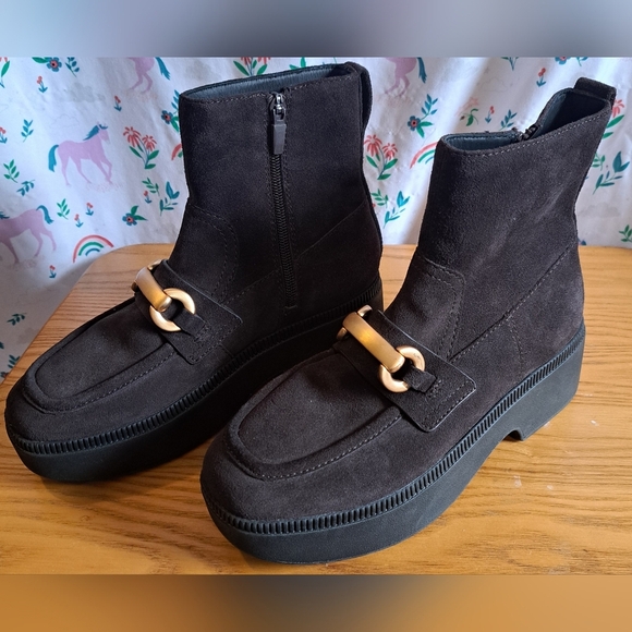 NWT Fitflop F Luma Brown Suede Chunky Neutral Boho Platform Boot Shoe SZ 6 - Picture 1 of 10